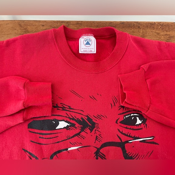 Vintage Christmas Crewneck Sweatshirt Creepy Santa Better Watch Out Unisex USA - Picture 4 of 9